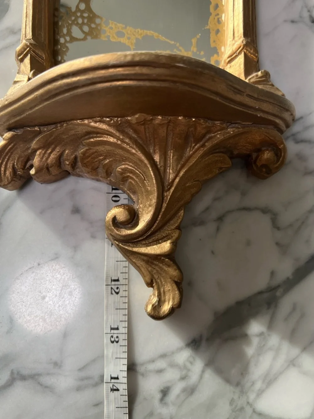 Vintage Gold Ornate Wall Mirror Shelf | Baroque Style Decorative Sconce